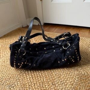 Coccinelle Suede Black Barrel Bag, NIB